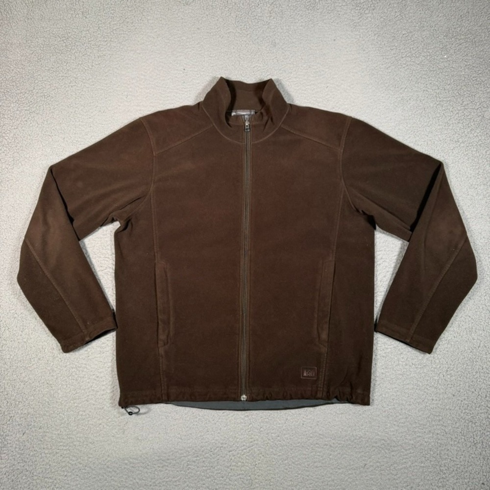 REI Fleece Jacket Mens Large Brown Full Zip Outdoor Gorpcore Casualwear Pockets